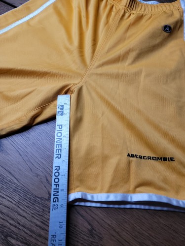 Abercrombie & Fitch Gym Issue Shorts L Yellow Mesh 90s Y2K Mens Reversible Long - Picture 4 of 13