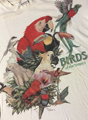 Vtg 80s Birds Of The Tropics Faded Shirt XL Single Stitch Vtg 80s Birds Of The Tropics Faded Shirt XL Single Stitch