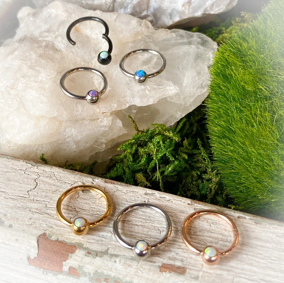 1 pieza bola de ópalo bisagras segmento anillo clicker tabique cuentas cautivas hélice cartílago Foto 3 de 4