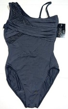 Capezio Black Gold Sparkle One Shoulder Removable Strap Dance Costume Leotard L