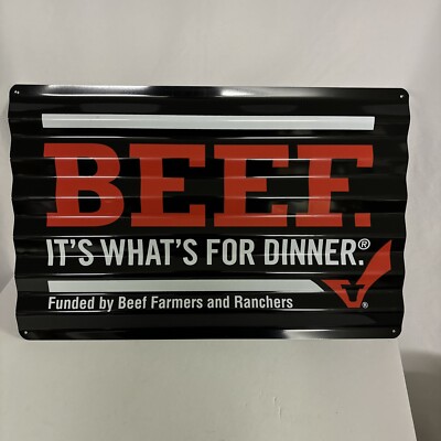 Beef It s What s For Dinner Tin Metal Sign 18''x12'' Cattle Rancher Beef Farmers