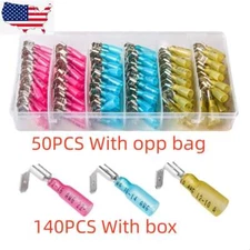 50/140PCS Piggyback Heat Shrink Quick Disconnect Terminal Wire Crimp Connectors