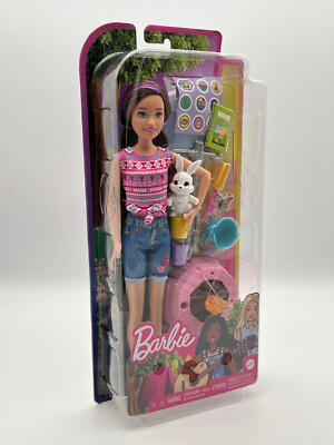 Barbie It Takes Two Camping Spielset Hase Aufkleber Puppe HDF71 NEU OVP