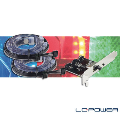 LC-Power - PC-Beleuchtung LC-PCI-LED - 10 Farben, 3 Modi - 2 LED-Streifen