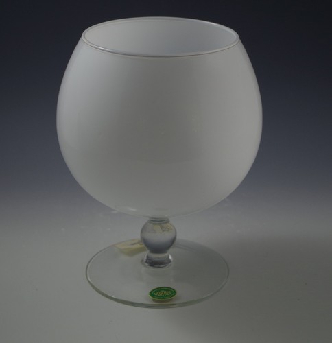 MODERN EMPOLI ITALY CASED GLASS LARGE WHITE GOBLET BRANDY - Picture 1 of 4