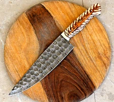 Custom HandMade Damascus Steel Chef Knife Hand Forged Blade PineCone Handle 2795