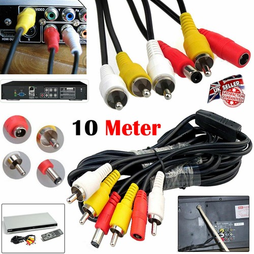 5m - 50M CCTV Security DVR Camera Phono RCA AV Audio Video DC Power Cable Lead - Picture 3 of 5