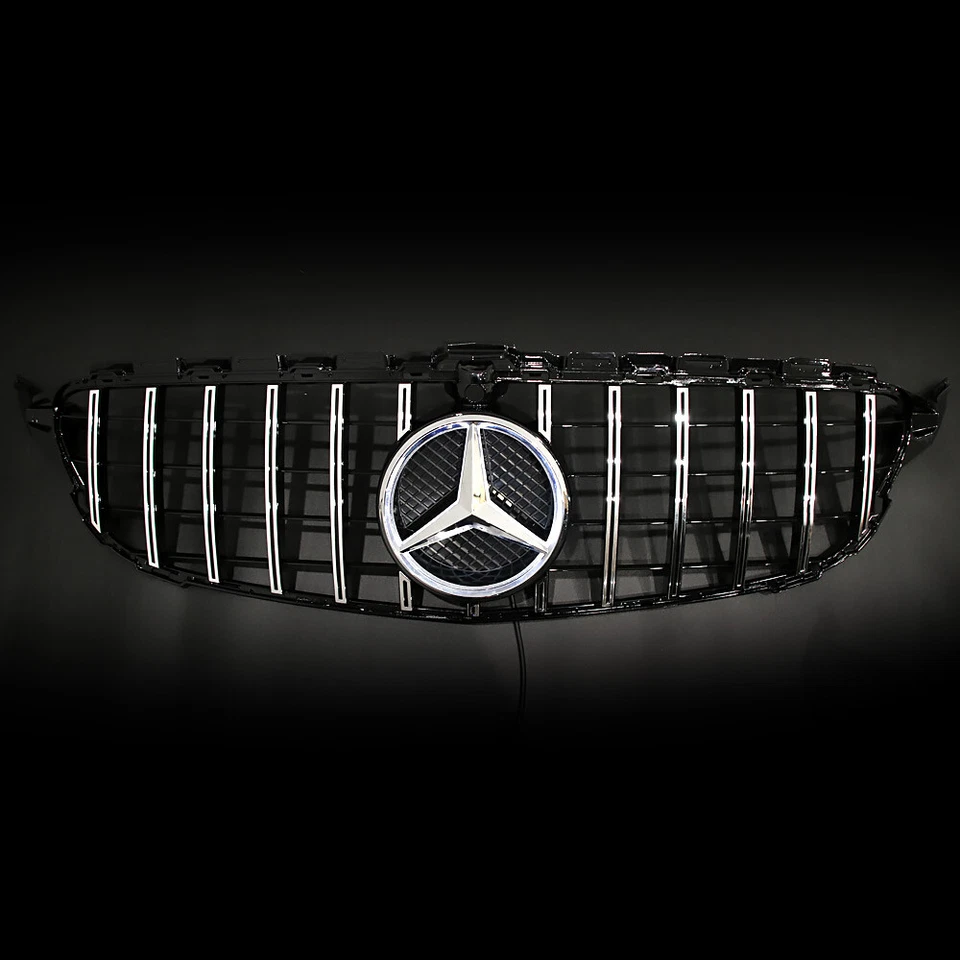 Front Grille For Mercedes Benz W205 C-Class C300 Grill W/LED Emblem 2015-2018 - Image 3 of 4