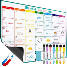 Monthly Magnetic Calendar for Fridge, 17" X 12" Fridge Calendar Whiteboard, Reus