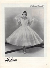 Vintage advertising print ad Bride dress 1955 Holmes Tea Length gown Wlm Cahill
