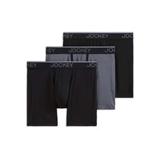 Jockey Men's 6'' Inseam Zero Chafe Pouch Boxer Briefs Underwear 3-PACK: S-3XL