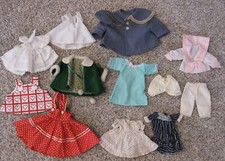 Vintage Doll Clothes lot of 12 for smaller dolls dresses coats tops underwear