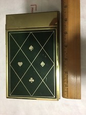 Vintage Bridge Scoring Metal Flip Top Case Park Sherman Made In USA Gold Brass