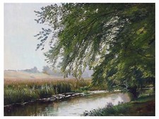Landscape River Bank C. Zacho Tile Mural Kitchen Wall Backsplash Marble Ceramic