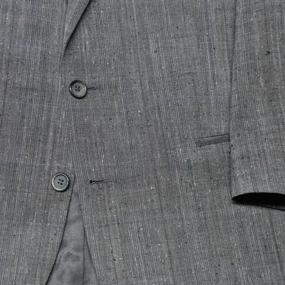 De Colección Guy Laroche 42R Gris Slubbed Lino Seda Hombres Traje Chaqueta Abrigo Deportivo Foto 3 de 4