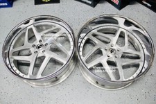 New Set 4 Forgiato 24 F2.11 Staggered Forged Billet Brushed Chrome 7 Lips Chevy New Set 4 Forgiato 24 F2.11 Staggered Forged Billet Brushed Chrome 7 Lips Chevy