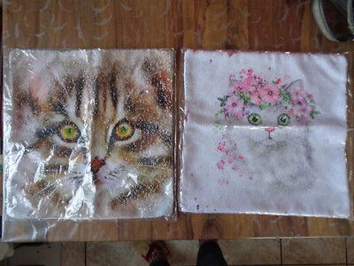 2 Katzen Pailletten Kissenhüllen 40 x 40 cm neu und OVP - Bild 1 von 3