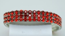 3 Row Red color Rhinestone rhodium plated stretch fashion Bracelet wedding