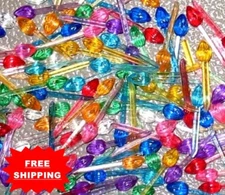 25 Mini Mixed Colored Twist Light Bulbs Peg Ceramic Christmas Tree **FREE SHIP**