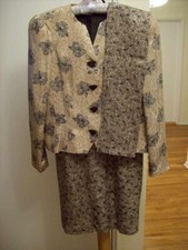 SIZE 12 VINTAGE 3 Pcs SET ANNE CRIMMINS UMI FLORAL SKIRT JACKET SCARF 100 SILK