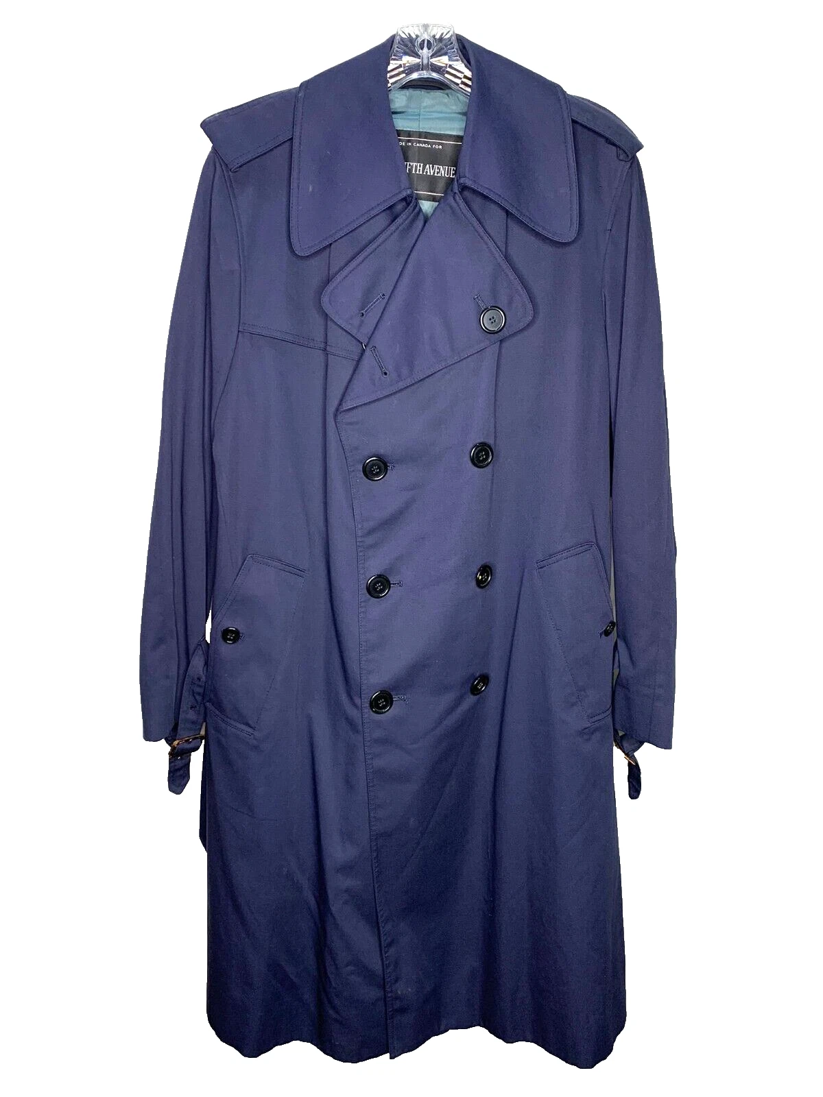Saks Fifth Avenue Men's Vintage Blue Trench Coat 42 Regular