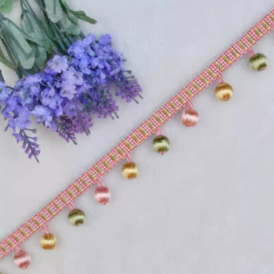 1m Curtain Trim Ribbon Pom Pom Bead Tassels Fringe Sewing Upholstery Decor Multi - Foto 2