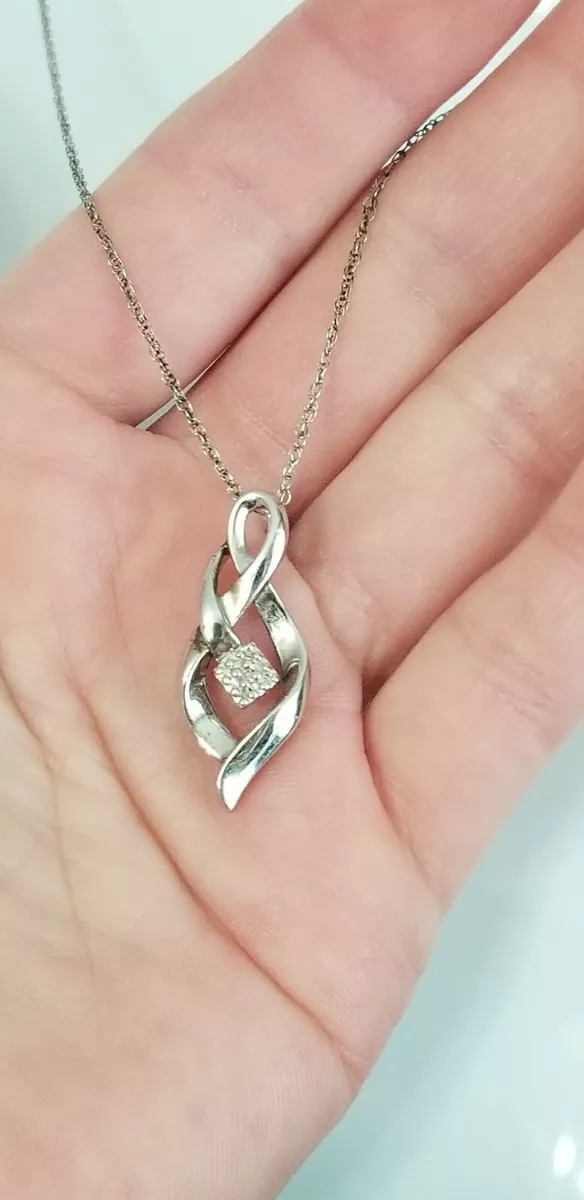 SIGNED 925 SUN STERLING SILVER GENUINE WHITE DIAMOND DOUBLE