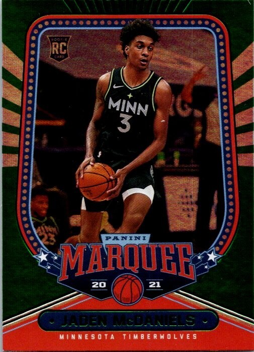 Jaden McDaniels 2020/21 NBA Chronicles Marquee Green foil Rookie