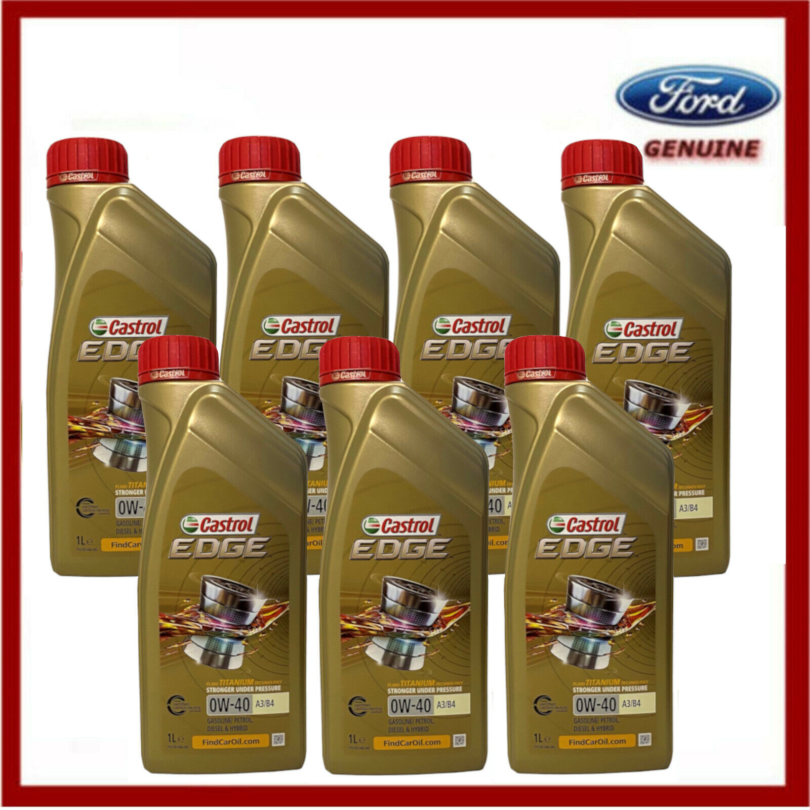 Genuine Ford Focus RS Castrol Edge Fully Synthetic 0w40 Engine Oil 7 ...