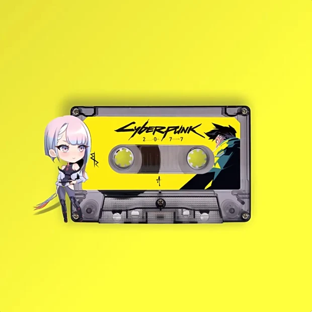 Cyberpunk 2077 Edgerunners  Fluorescent Green Cassette Tape Anime Tracks - Image 2 of 4