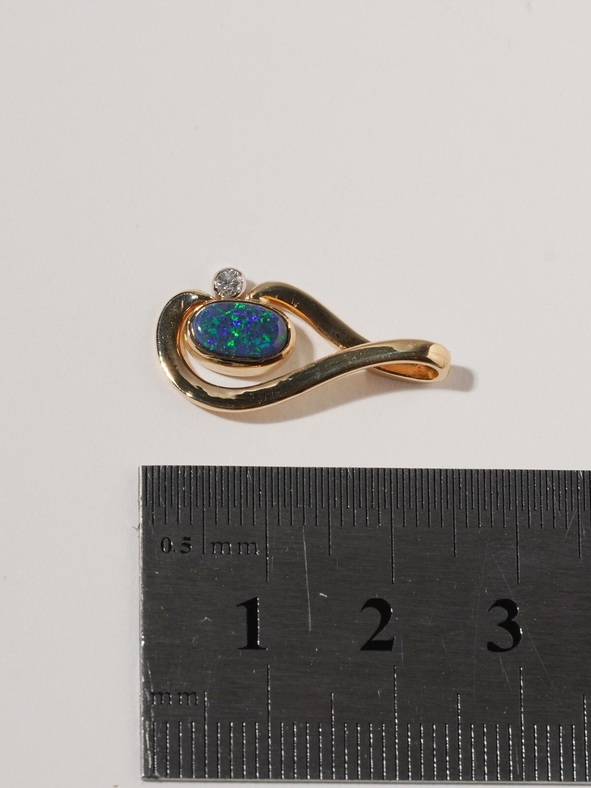 Blue Green Solid Black Opal Cabochon Diamond 18ct… - image 7