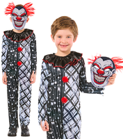 Monochromes Sinister Clown KostüM Kinder Halloween Grusel Clown FaschingskostüM