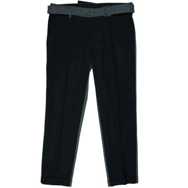 JEANPAUL KNOTT Front / back switching Belted wool slacks 3 Black/Grey Pants