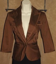 Victoria's Secret BODY - Dark Chocolate Brown - Satiny Cotton Blazer sz 4 NEW