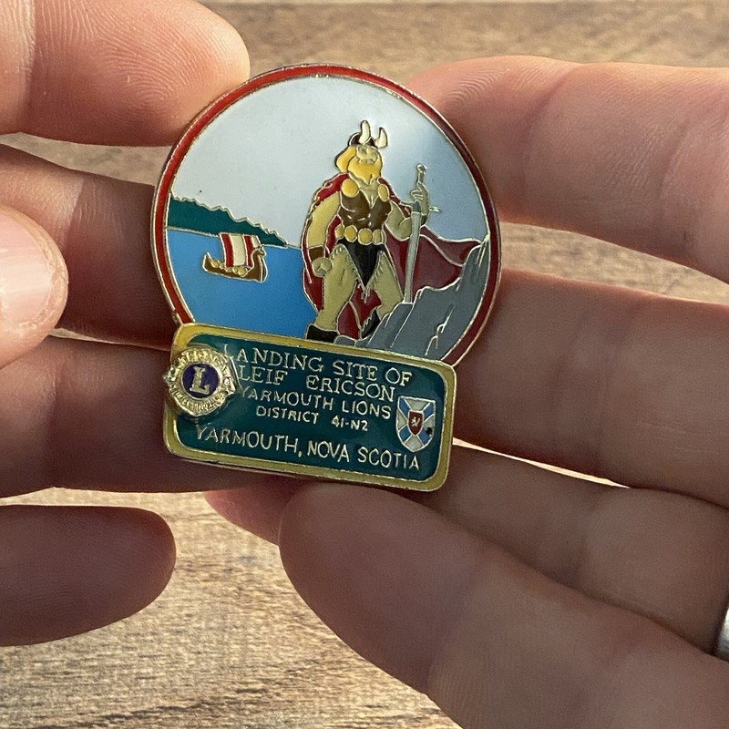 Landing Site Leif Ericson Yarmouth Lions Club Nova Scotia Lapel Pin 