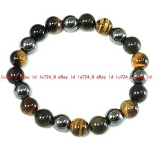 Triple Protection Bracelet Natural Gems Bracelet Tiger's Eye,Hematite,Obsidian