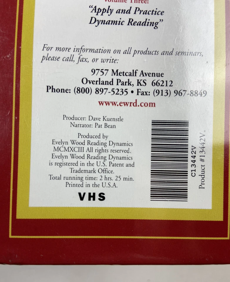 NEW Evelyn Wood Reading Dynamics VHS Set 3 SEALED Speed Reading Comprehension - Image 4 of 4