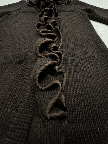 Cardigan Anthropologie Nanette Lepore Maglione Lana Mohair Taglia S Finitura Seta Ruffle - Foto 15 di 21