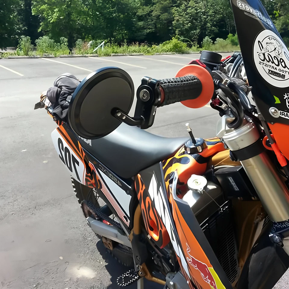 For Yamaha SR400 SR500 SR540 Motorcycle Handle Bar End Side Mirror Black 7/8"x 2 Foto 2 de 4