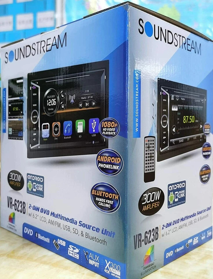 SOUNDSTREAM VR-623B 6.2" BLUETOOTH CD DVD MP3 USB TOUCHSCREEN CAR STEREO PLAYER - Image 3 of 4