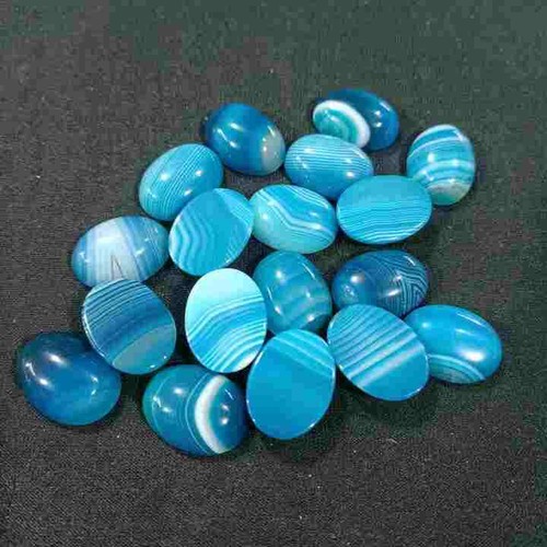 30pcs Natural Stone Blue Agate Oval CAB Cabochon Jewelry Making No Holes 15x20mm - Picture 3 of 3