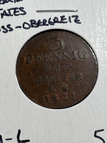 1831-LM German States Reuss-Obergreiz 3 Pfennig