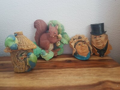 4 Bossons WANDTAFELN Eichhörnchen & Blaumeisen Füttern & Sarah Gamp & Mr Micawber 