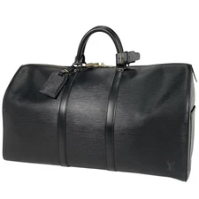 Louis Vuitton Keepall 50 Handbag Epi Noir M42962 Travel Boston Bag #BS1497