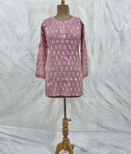 Handmade Premium Banarasi Short Dyeable Kurti Embroidered Chikankari