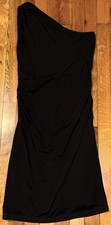 Kenneth Cole Black One Shoulder Ruched Bodycon Dress XS extra small Stretch