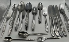 Oneida Roseanne Stainless Flatware Partial Set Knives Forks Spoons 45 Pieces