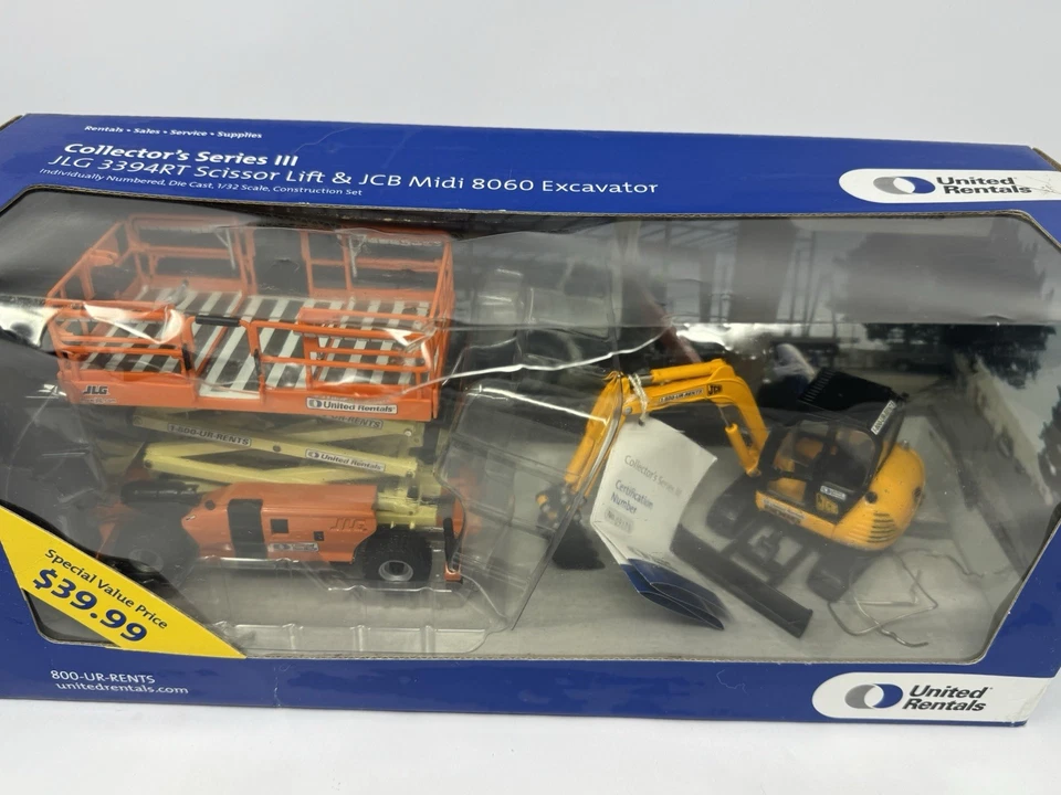 United Rentals Series III JLG 3394RT Scissor Lift & JCB Midi 8060 Excavator 1/32 - Image 2 of 4