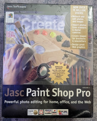 Jasc Paint Shop Pro 5 PC Big Box - FACTORY SEALED - Vintage 1998 NOS Rare
