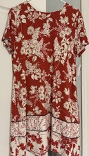 J Jill Wearever Collection Dress Womens PL Short Sleeve Knee Length Red Floral
